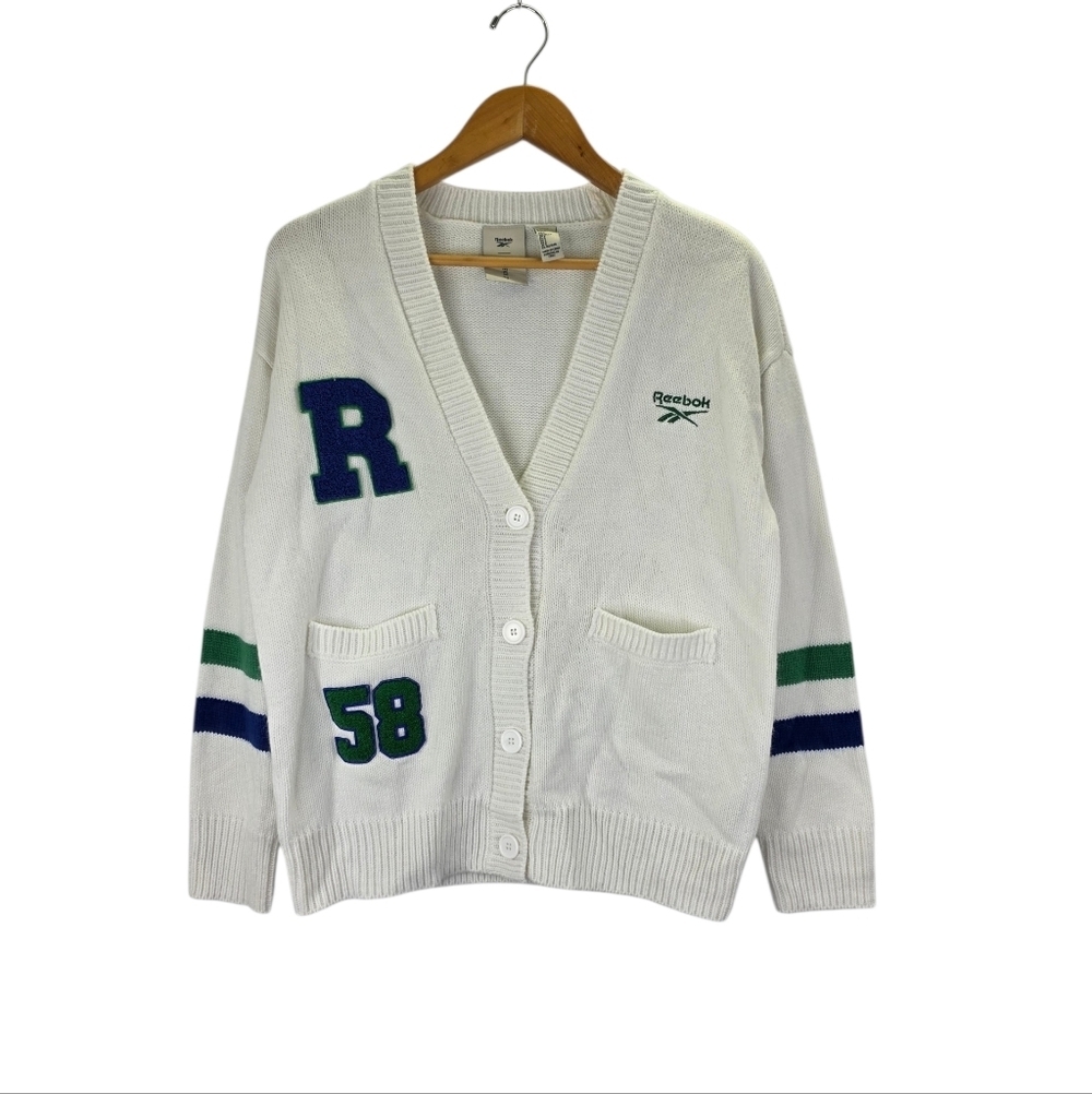Reebok x Forever 21 Collaboration Varsity V Neck Knit Cardigan Women's Size S